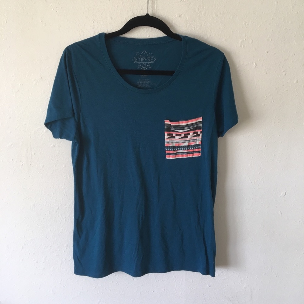 Turquoise front pocket tee